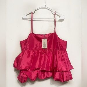 Women’s Tiered Taffeta Tank Top - A New Day Pink